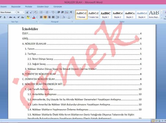 Word’de içindekiler, makale yazım kuralları, veri giriş, sunum hazırlama