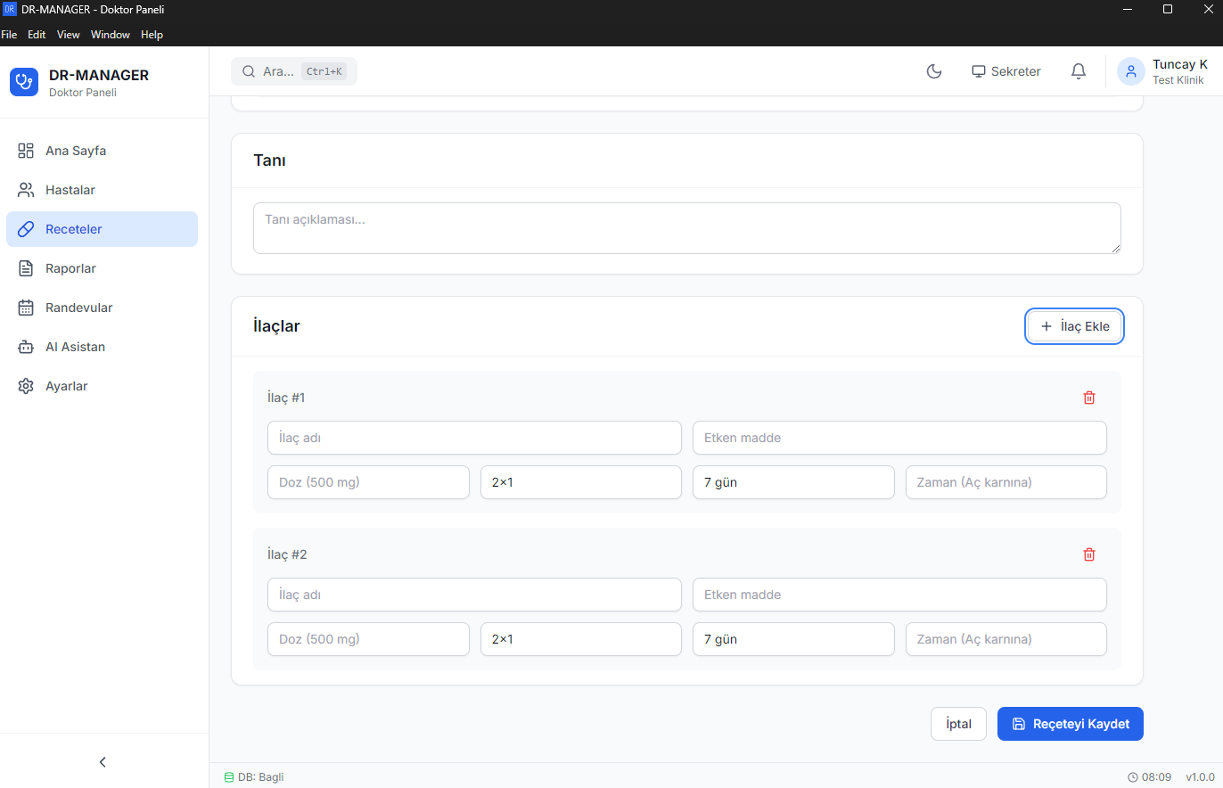 Doktor & Hasta Yönetim Sistemi + SEKRETER PANELİ Senkronize (Masaüstü Windows Yazılım)