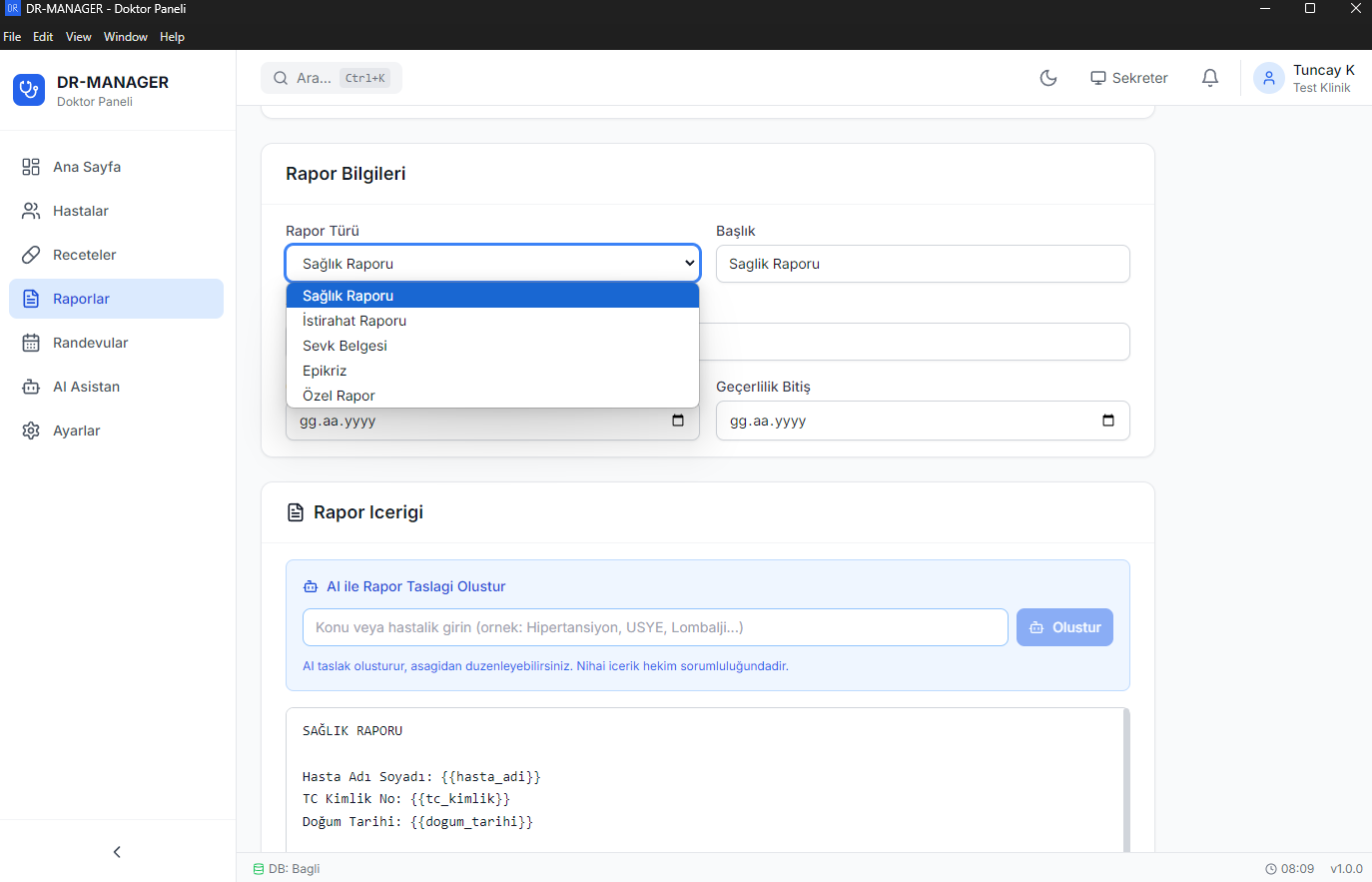 Doktor & Hasta Yönetim Sistemi + SEKRETER PANELİ Senkronize (Masaüstü Windows Yazılım)
