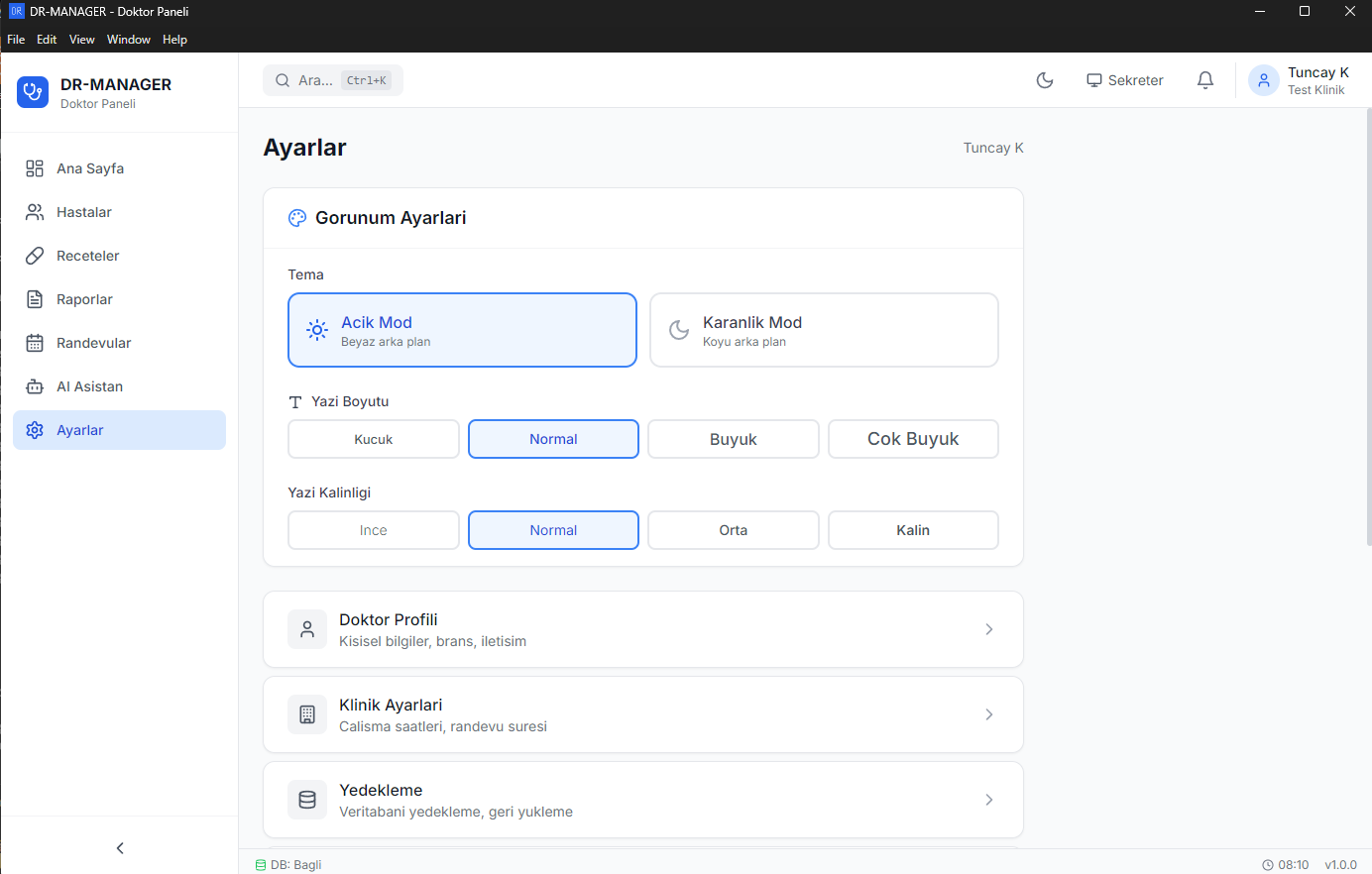 Doktor & Hasta Yönetim Sistemi + SEKRETER PANELİ Senkronize (Masaüstü Windows Yazılım)
