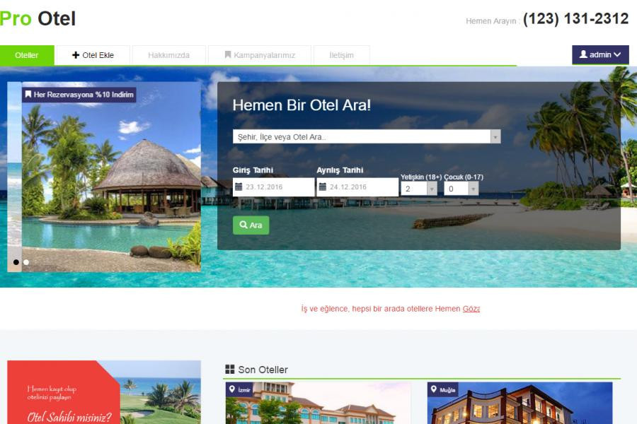 Otel Tanıtım ve Rezervasyon Web Yazılımı (Booking.com Benzeri)