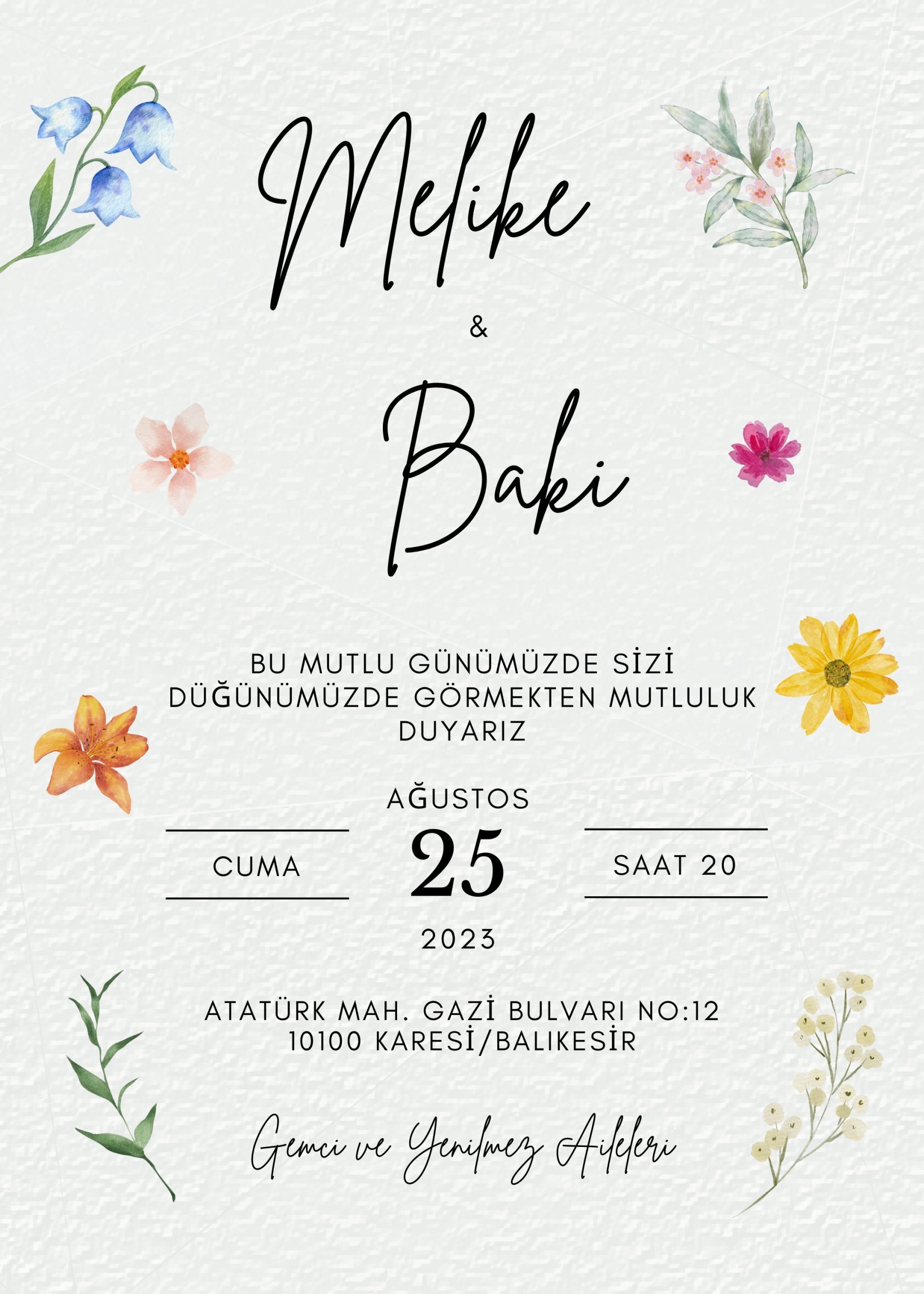 Fotoğraflı /Fotoğrafsız ekonomik davetiye