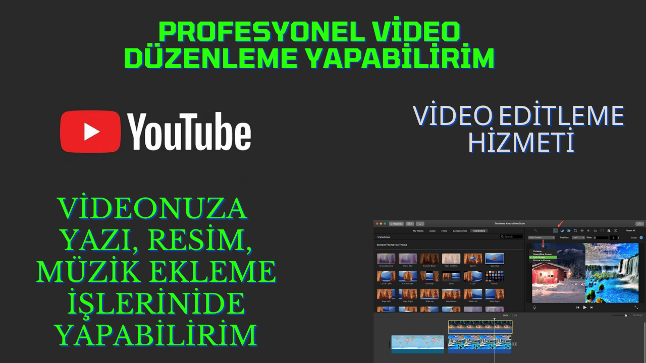 Videolarınıza kurgu ve düzenleme işlemini yapabilirim