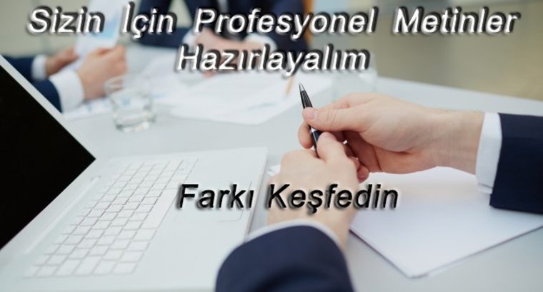 Profesyonel Redaksiyon-Düzenleme yaparak metinlerinizi düzenleyebilirim.