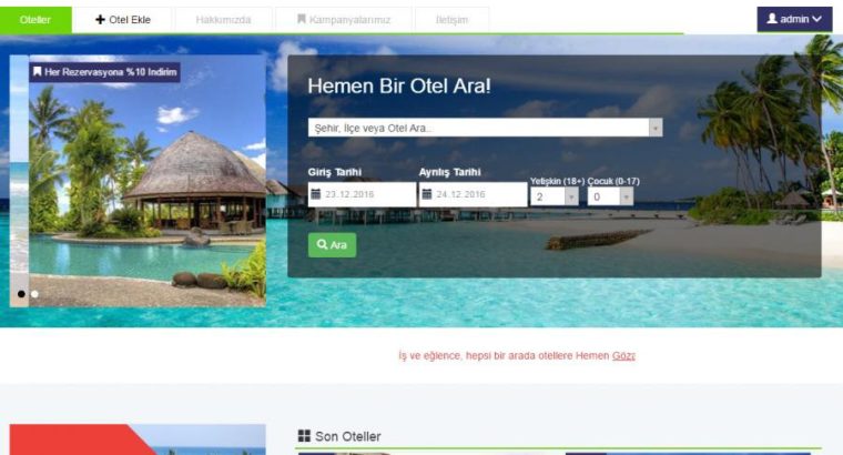 Otel Tanıtım ve Rezervasyon Web Yazılımı (Booking.com Benzeri)