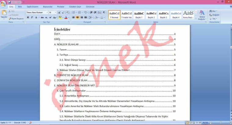 Word’de içindekiler, makale yazım kuralları, veri giriş, sunum hazırlama