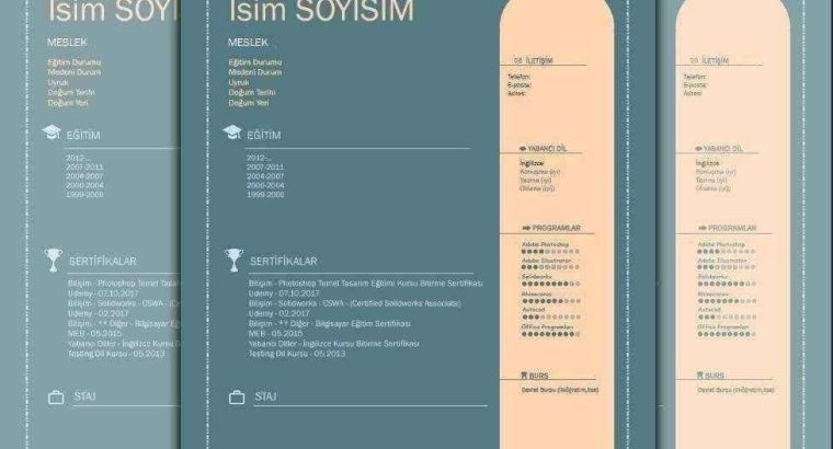 Ben, mesleğe özel CV tasarımı yaparım.